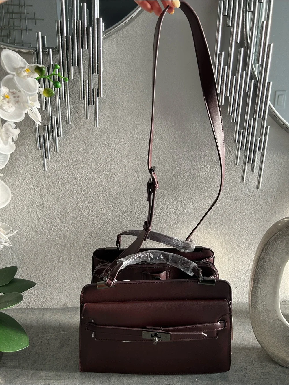 Steve Madden Burgundy Top-Handle Satchel